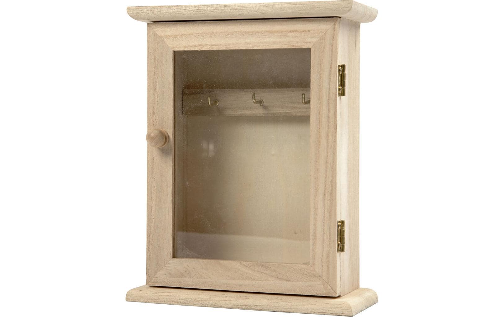 Creativ Company 57533 – Schlüsselleiste, 3 Haken, Holz, Braun, 180 × 140 × 60 mm