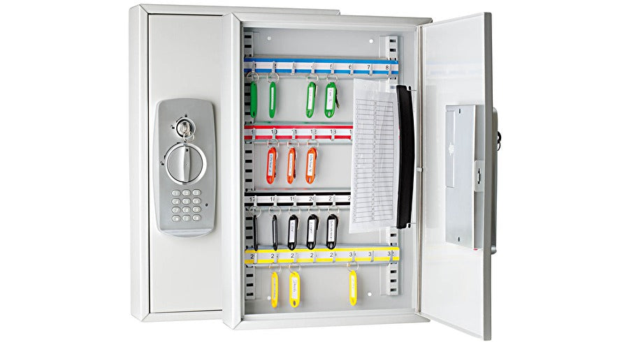 Wedo Schlüsselkasten für 32 Schlüssel, Elektronikschloss, schwenkbares Schlüsselregister