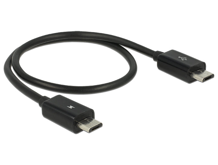 DeLOCK USB-Kabel Micro-USB-B auf Micro-USB-B – USB 2.0 (480 Mbps) – 0,3 m – USB On-The-Go (OTG) – Schwarz