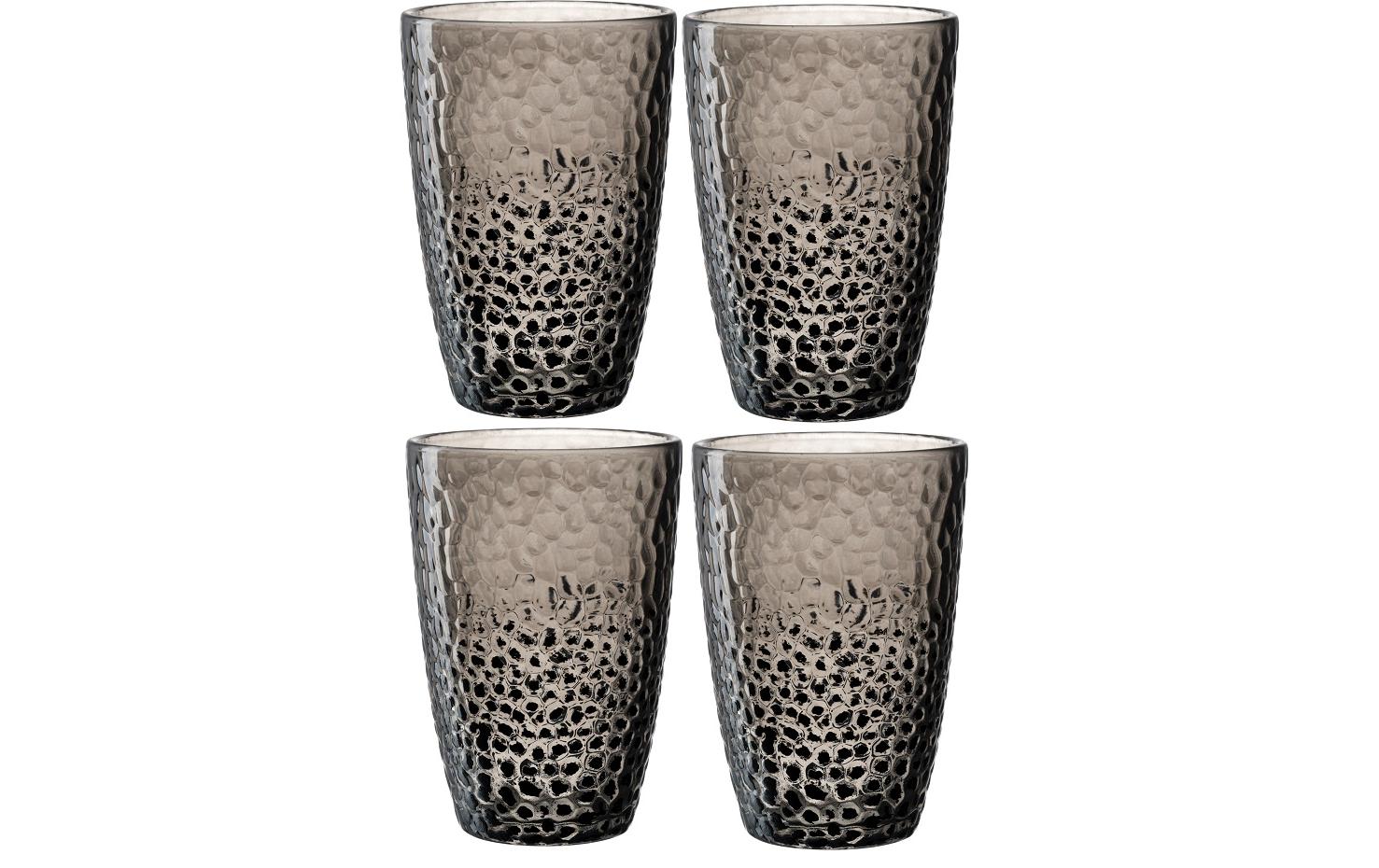 LEONARDO Trinkgläser – 4er Set, 340 ml, Ø 8 cm, Kalk-Natron-Glas, Anthrazit, spülmaschinenfest
