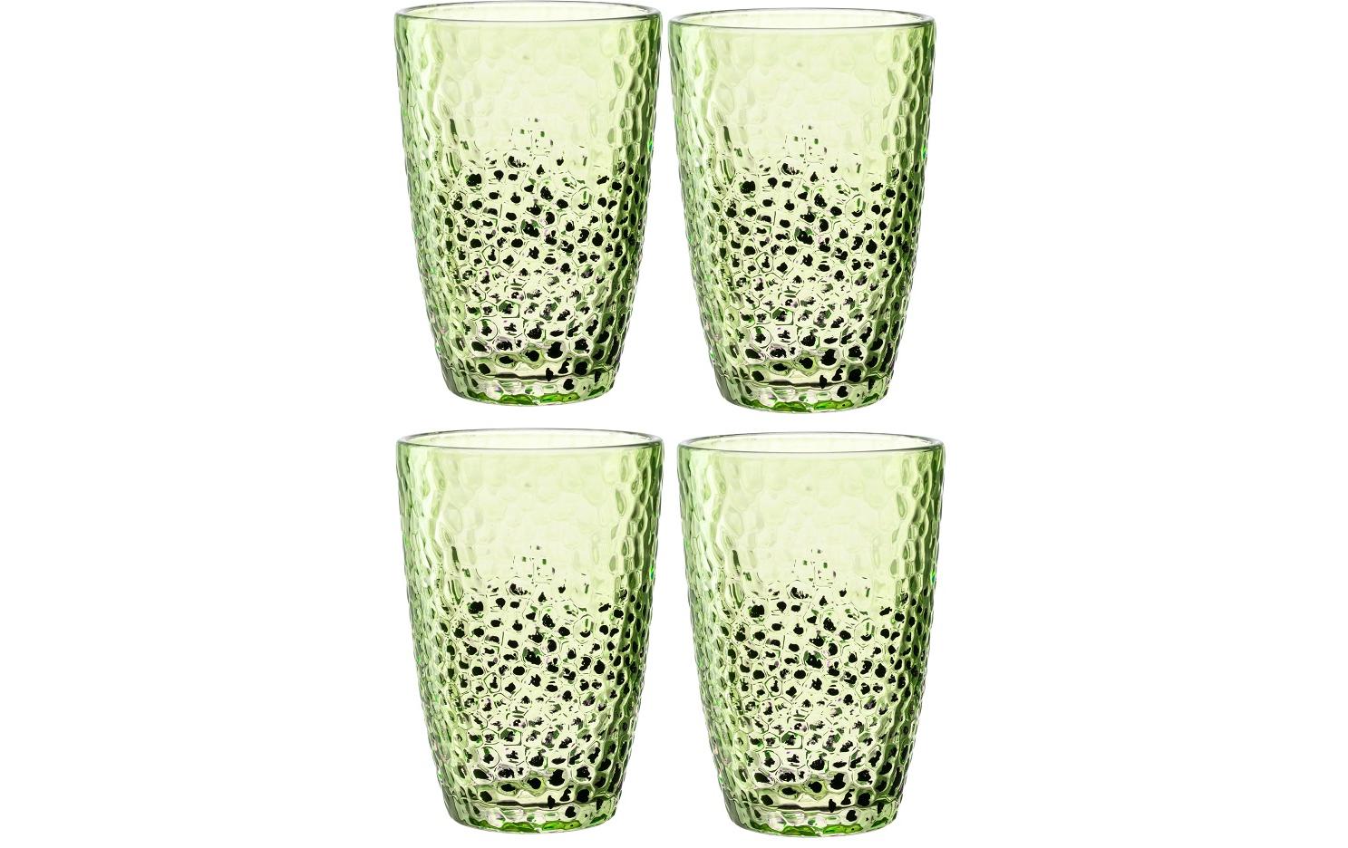 LEONARDO Trinkgläser Matera – 4er Set, 340 ml, Ø 8 cm, Kalk-Natron-Glas, Grün, spülmaschinenfest