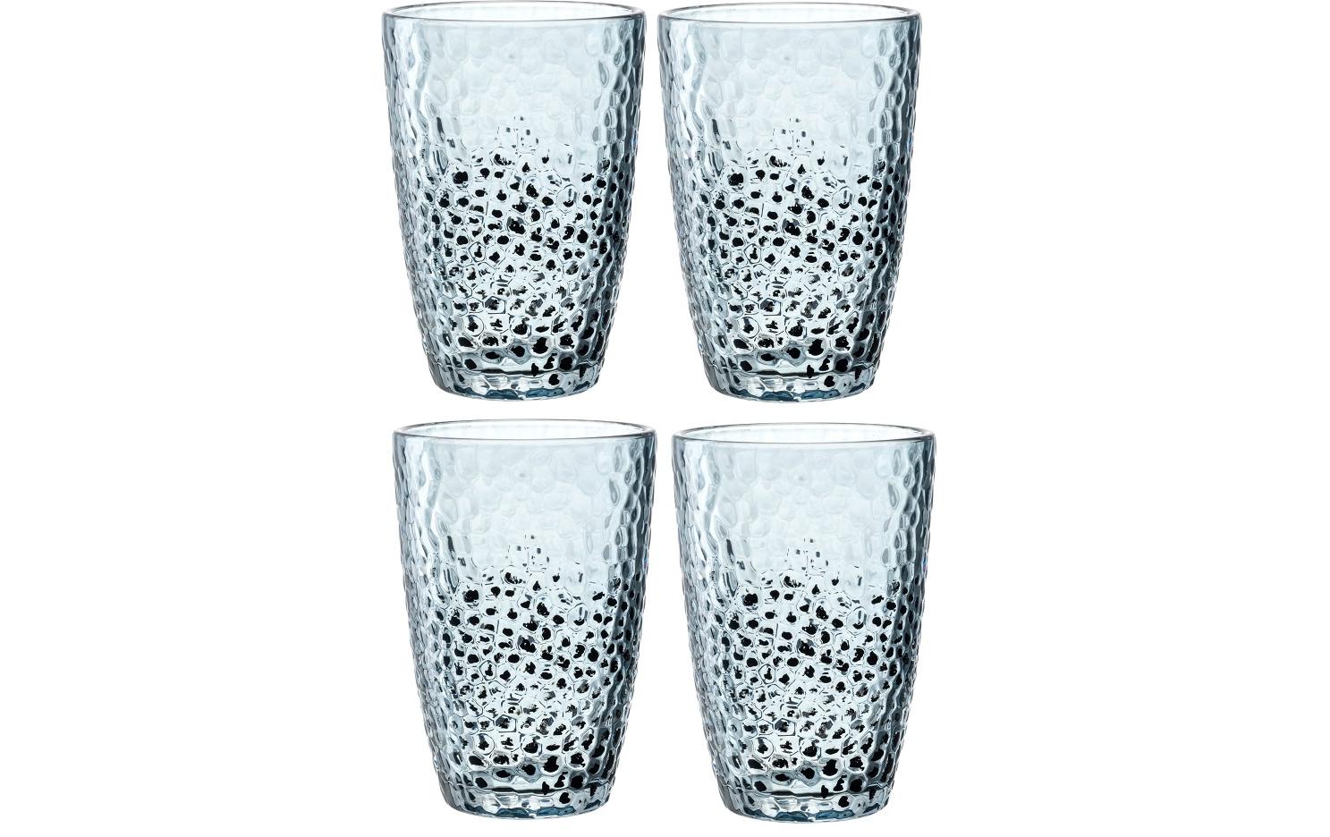 LEONARDO Trinkglas Matera – 4er Set, 340 ml, Ø 8 cm, H 12 cm, Glas, Blau, spülmaschinenfest