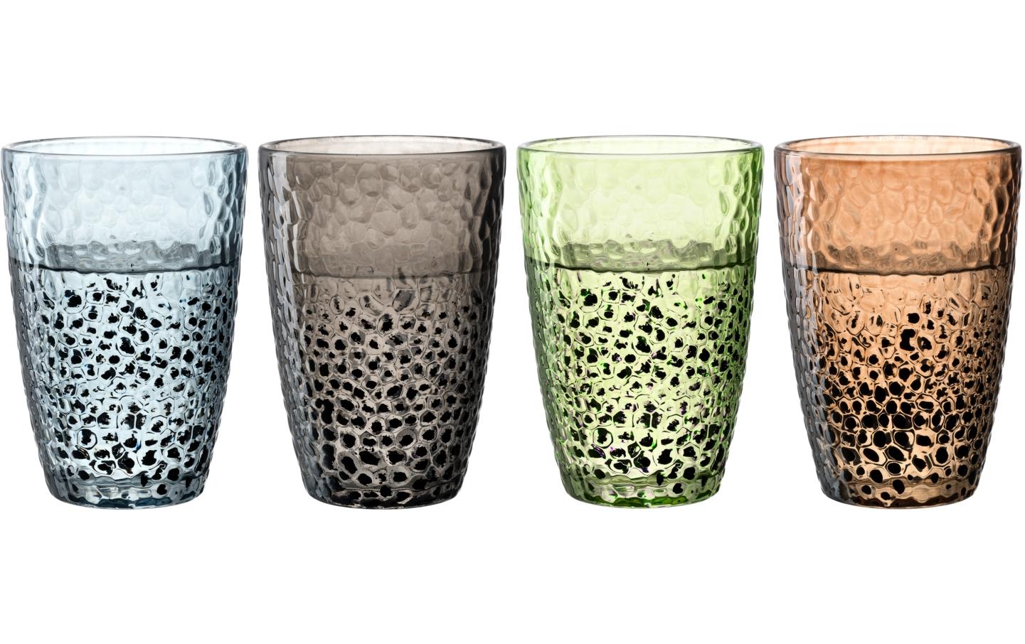 LEONARDO Trinkglas – 0,34 l, Kalk-Natron-Glas, Mehrfarbig, Spülmaschinenfest, 4 Stück
