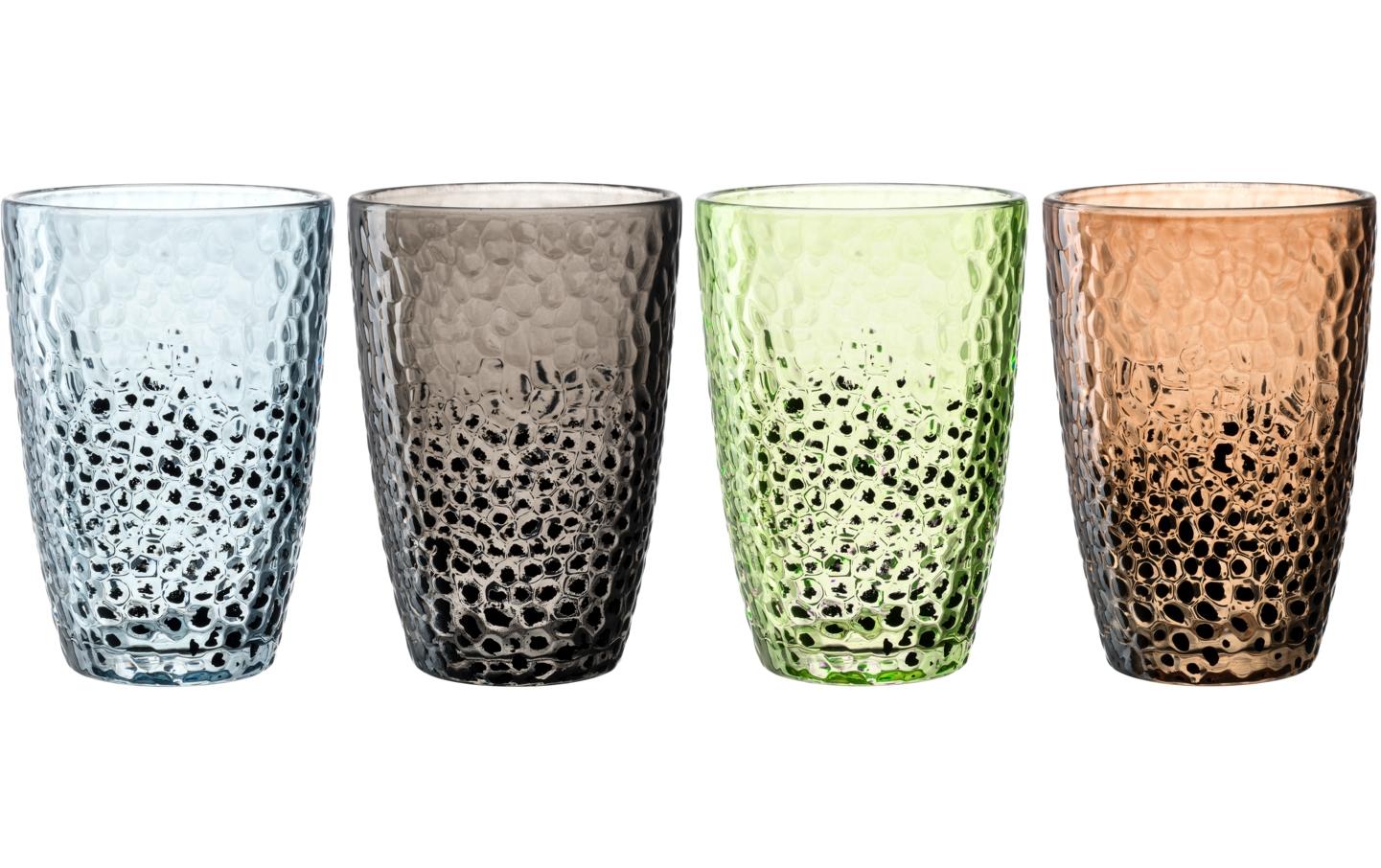 LEONARDO Trinkglas – 0,34 l, Kalk-Natron-Glas, Mehrfarbig, Spülmaschinenfest, 4 Stück