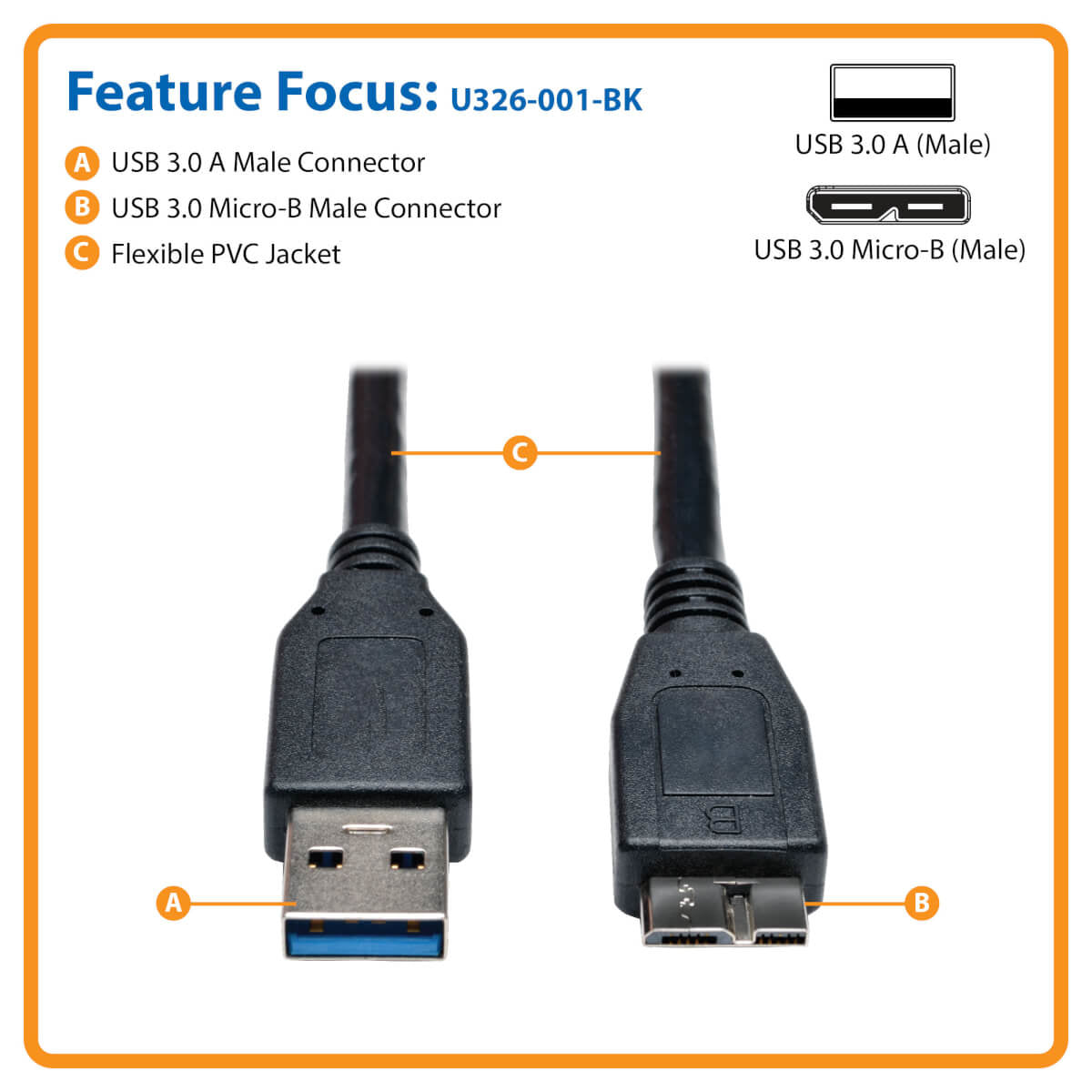 Tripp Lite USB-A auf Micro-USB-B Kabel – USB 3.2 Gen 1 (5 Gbit/s) – 0,3 m – Schwarz