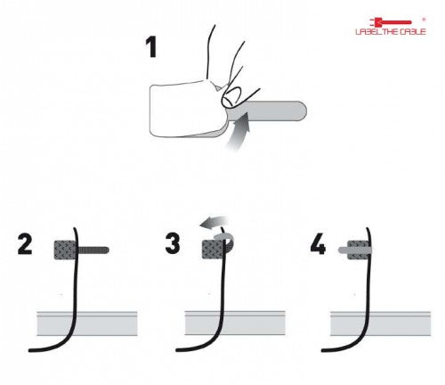 Label-the-cable Klett-Kabelbinder – 30 mm × 0,09 m – Weiss – Selbstklebend, Nylon – 50 Stück