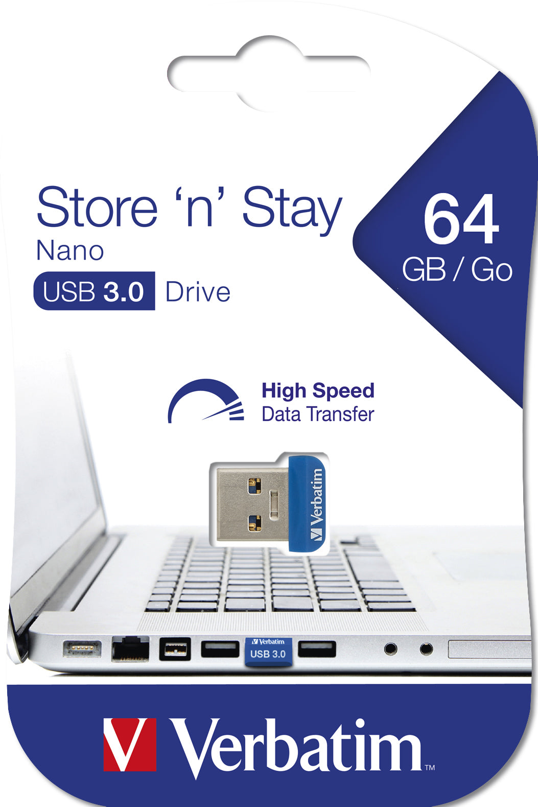 Verbatim Nano USB-Stick – 64 GB, USB 3.0, silber