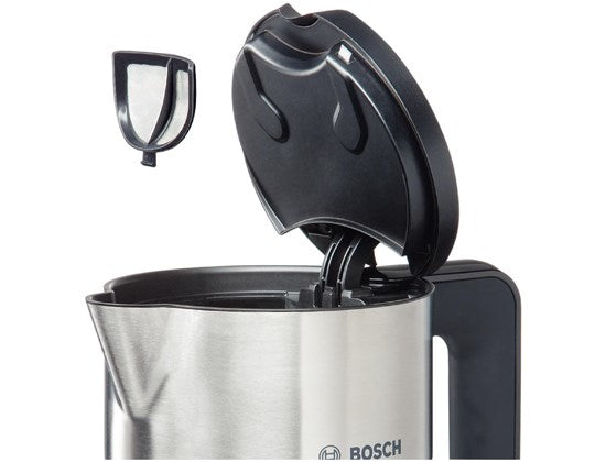 Bosch Wasserkocher TWK8611P – 1,5 l – Temperaturwahl – Anthrazit/Edelstahl/Weiss