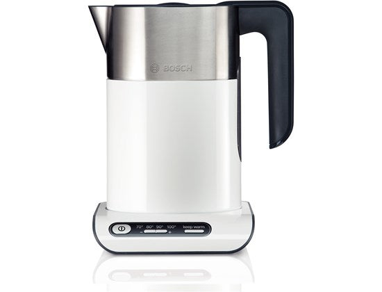 Bosch Wasserkocher TWK8611P – 1,5 l – Temperaturwahl – Anthrazit/Edelstahl/Weiss