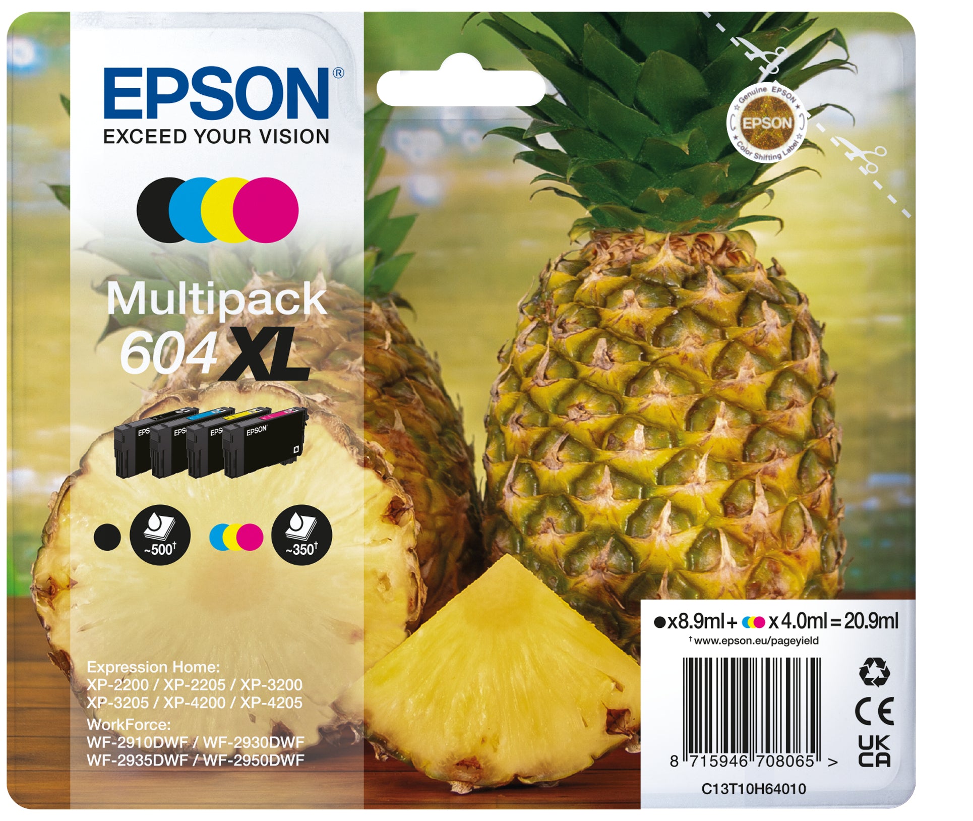 Epson Tintenpatronen-Multipack 604XL, CMYK, XL, 4er-Pack, 1×8,9 ml + 3×4 ml – für Expression, WorkForce und andere