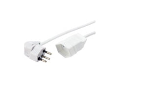 Steffen Verlängerungskabel T12–T13, 1 m, 1 mm², mit Drehwinkelstecker, Kinderschutz – weiss
