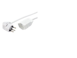 Steffen Verlängerungskabel, T12–T13, 5 m, 1 mm², Drehwinkelstecker, Kinderschutz – Weiss