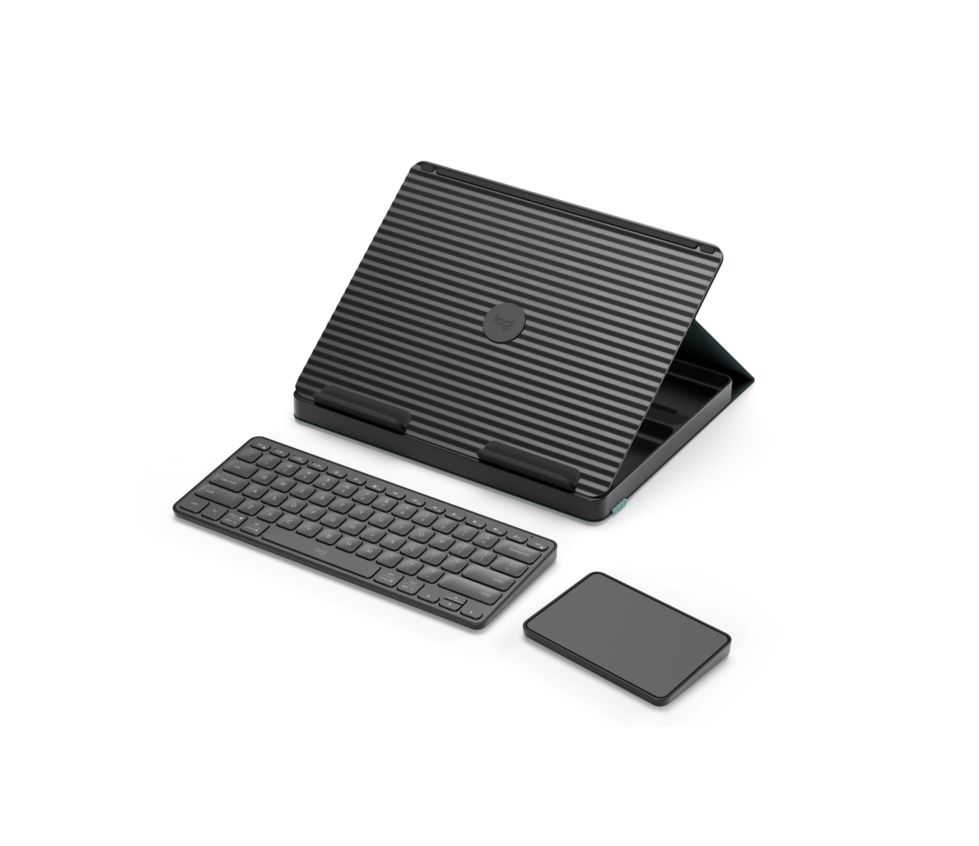 Logitech Casa Pop-Up Desk – Tastatur, Kabellos (Bluetooth), US-Layout (EN), Grau