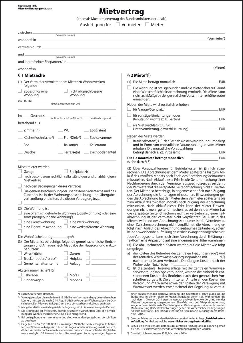 Sigel Formular (25 Stück) – Mietvertrag, deutsch, A4