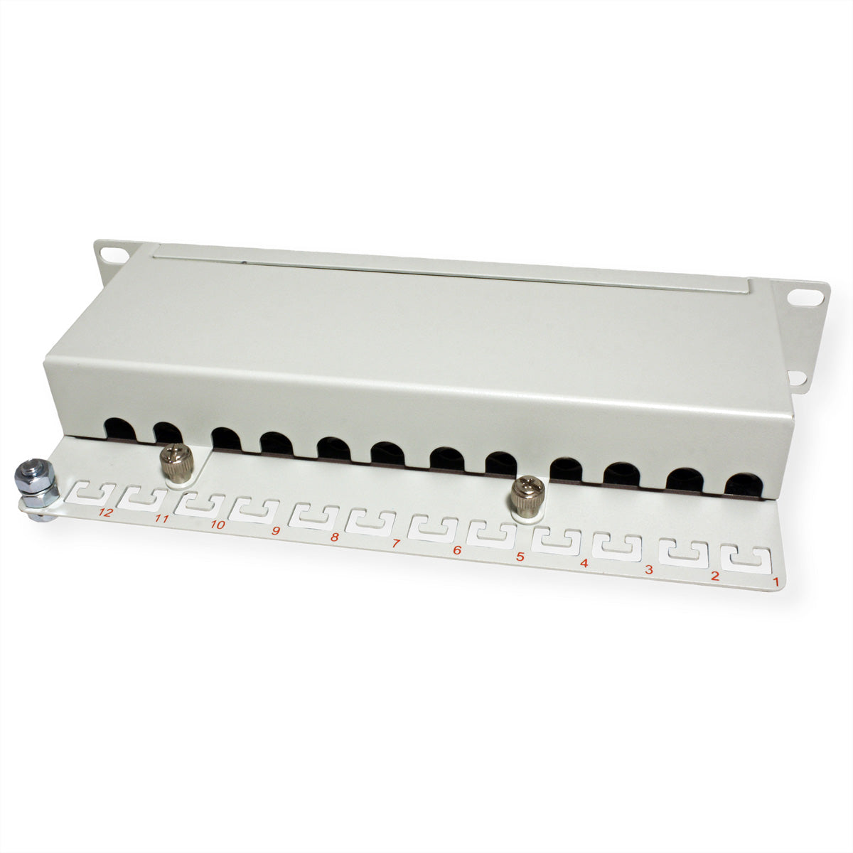 ROLINE 10" Patchpanel – 12× RJ-45, Kat.6A (Klasse EA), geschirmt, 1 HE, Krone LSAplus