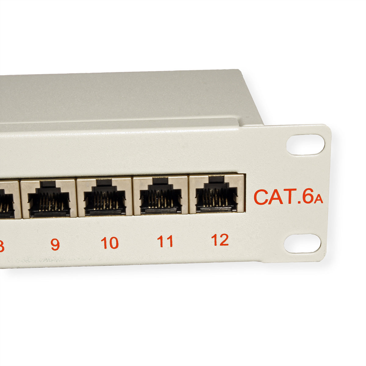 ROLINE 10" Patchpanel – 12× RJ-45, Kat.6A (Klasse EA), geschirmt, 1 HE, Krone LSAplus