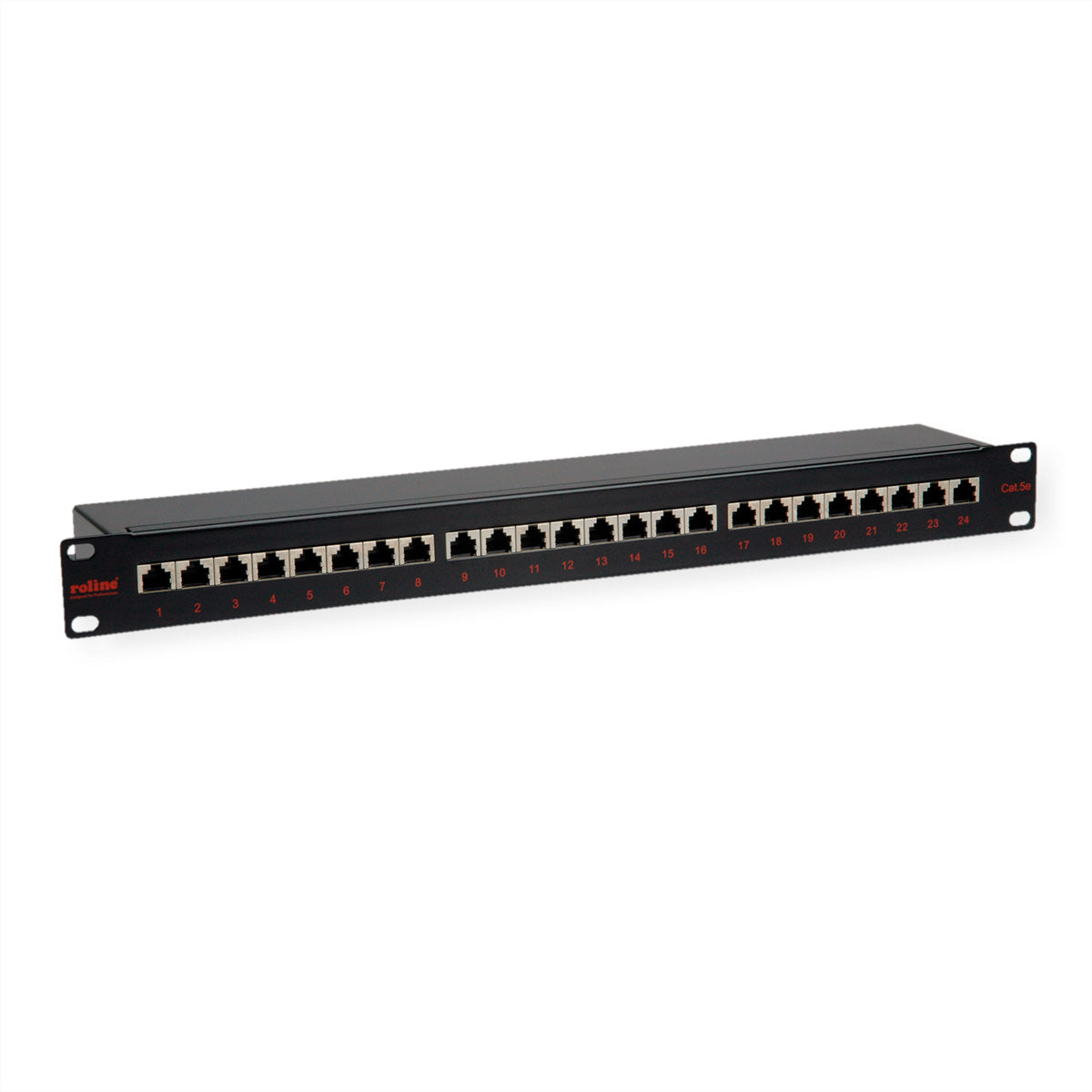ROLINE Patchpanel Cat.5e – 24× Ports, geschirmt, 19", 1U, schwarz