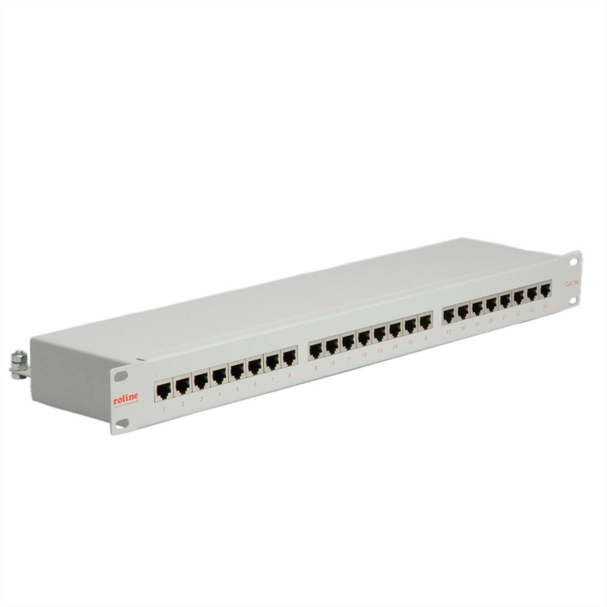 ROLINE 19" Rangierpanel 1U, 24 Ports, Cat5e (Klasse D), geschirmt, Krone LSAplus, 482,6×136×44 mm – grau