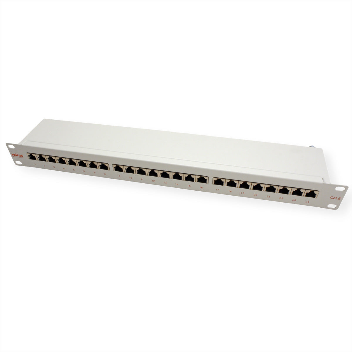 ROLINE Patchpanel Cat.6 (Klasse E) – 24× 1G, geschirmt, 19", 1U, grau
