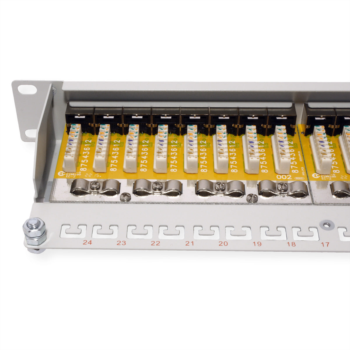ROLINE Patchpanel Cat.6 (Klasse E) – 24× 1G, geschirmt, 19", 1U, grau