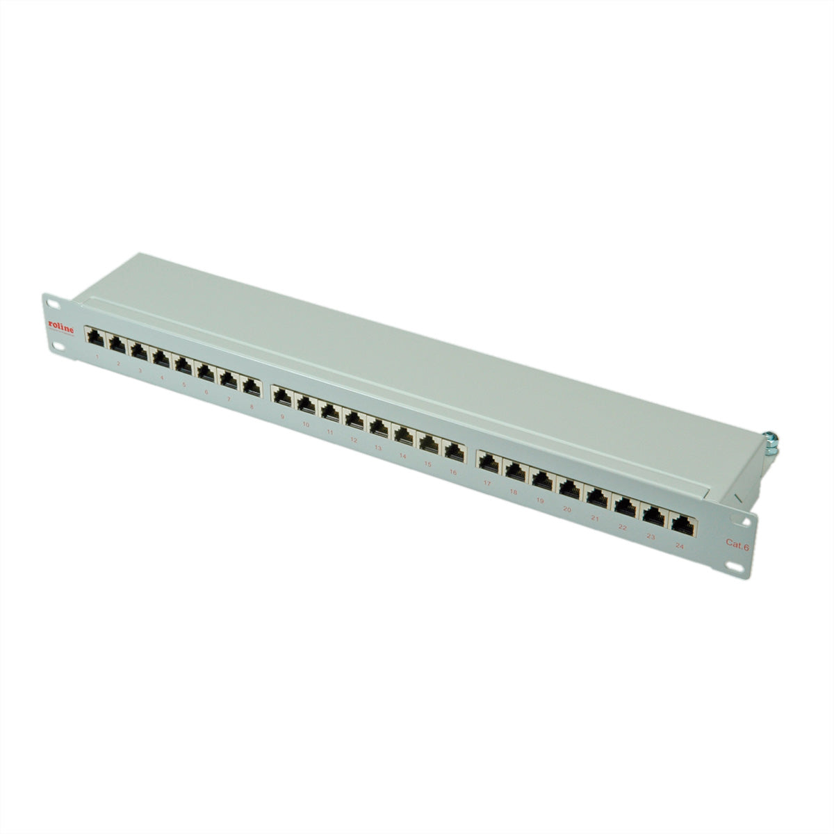 ROLINE Patchpanel Cat.6 (Klasse E) – 24× 1G, geschirmt, 19", 1U, grau