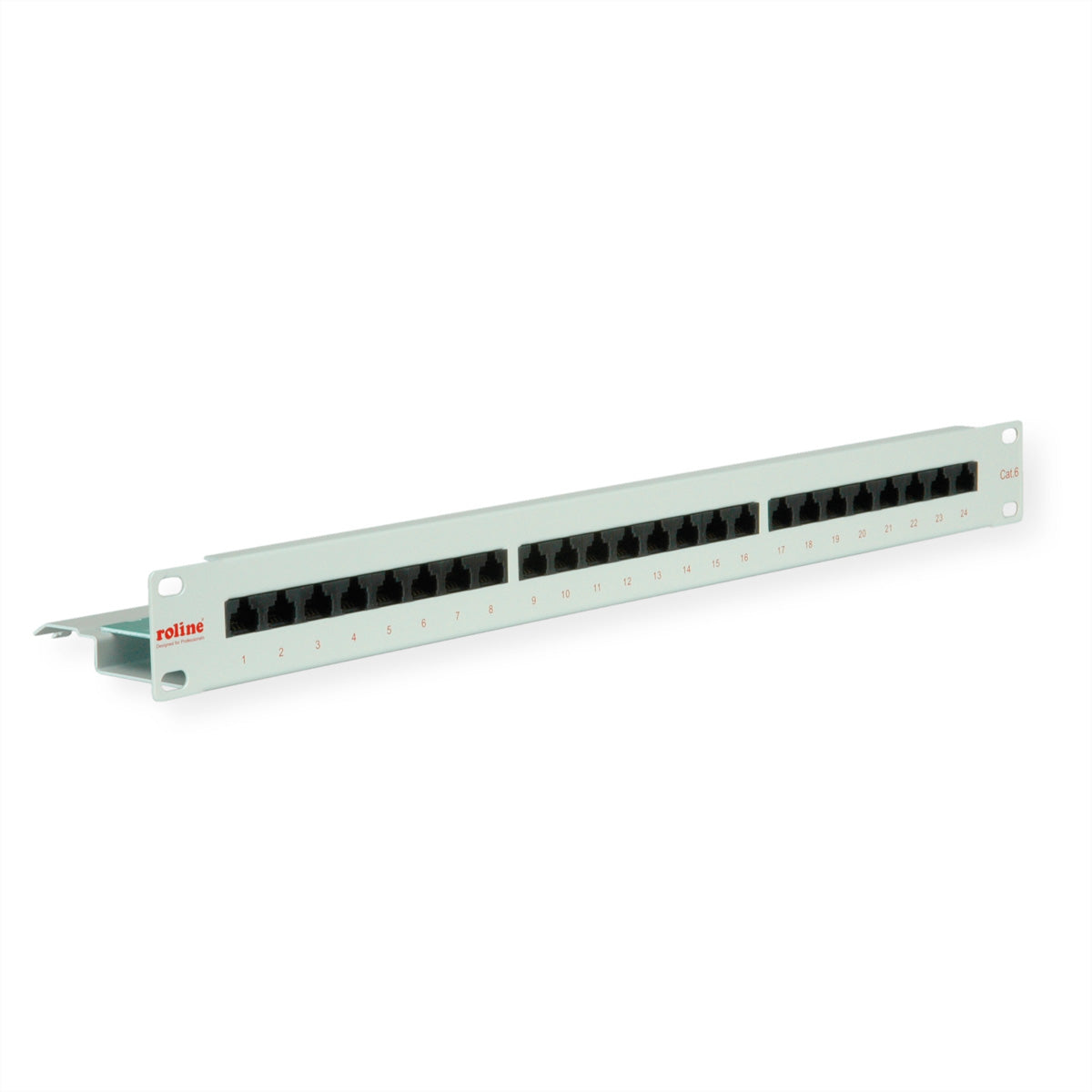 ROLINE Cat.6 / Klasse E Patchpanel – 24× RJ‑45, ungeschirmt, 19", 1U, grau