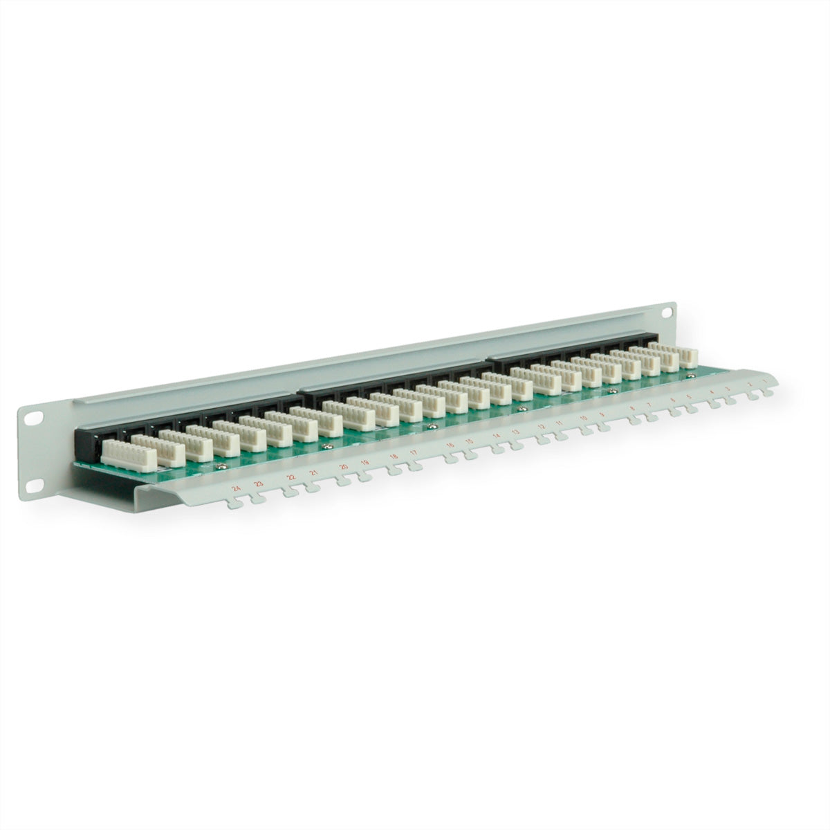 ROLINE Cat.6 / Klasse E Patchpanel – 24× RJ‑45, ungeschirmt, 19", 1U, grau