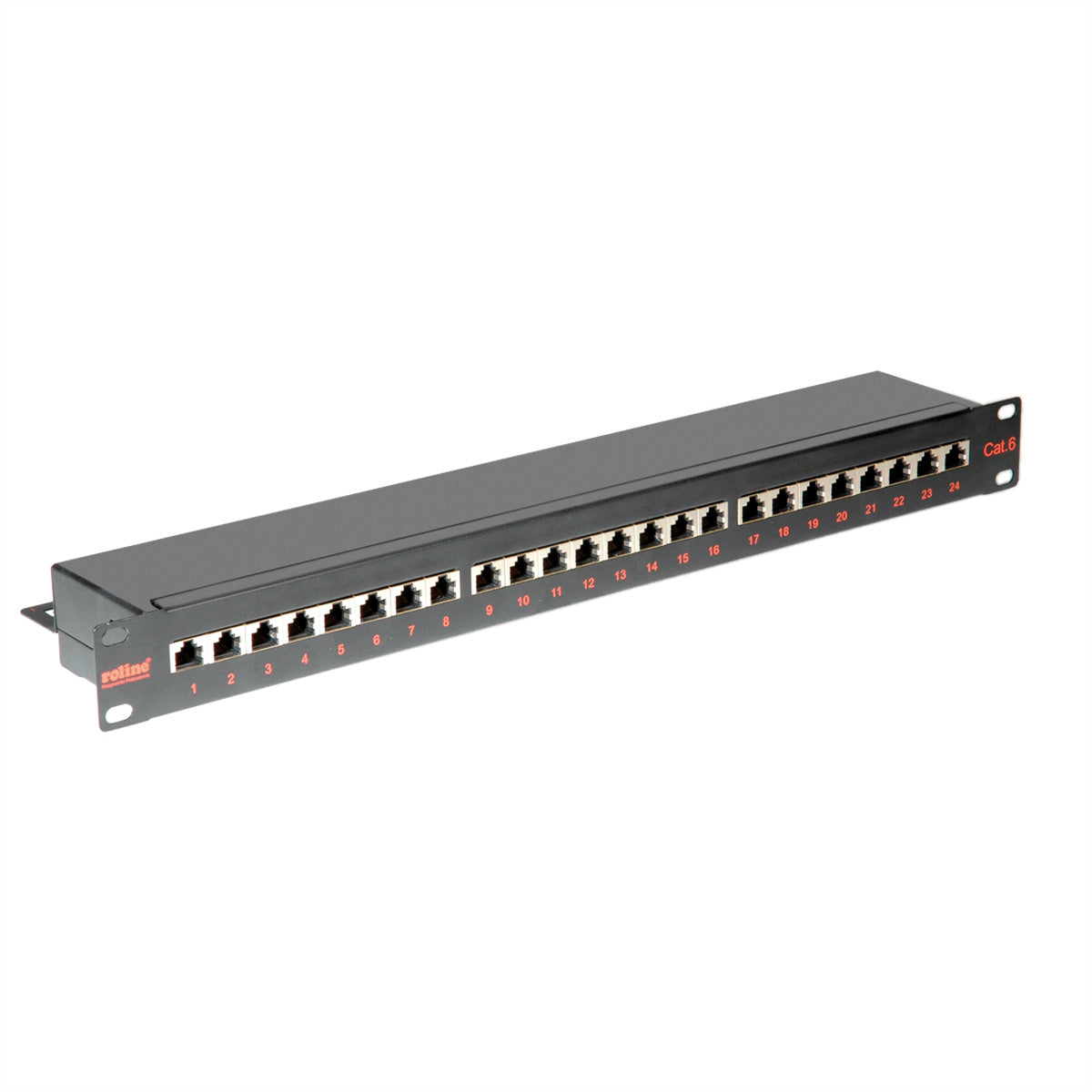 ROLINE Patchpanel Cat.6 (Klasse E) – 24× RJ-45, geschirmt, 19", 1U, schwarz