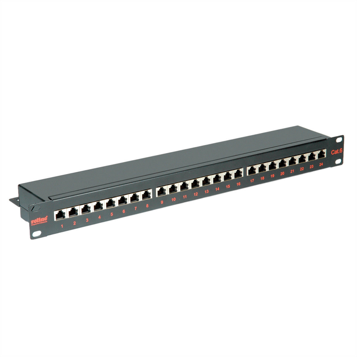 ROLINE Patchpanel Cat.6 (Klasse E) – 24× RJ-45, geschirmt, 19", 1U, schwarz