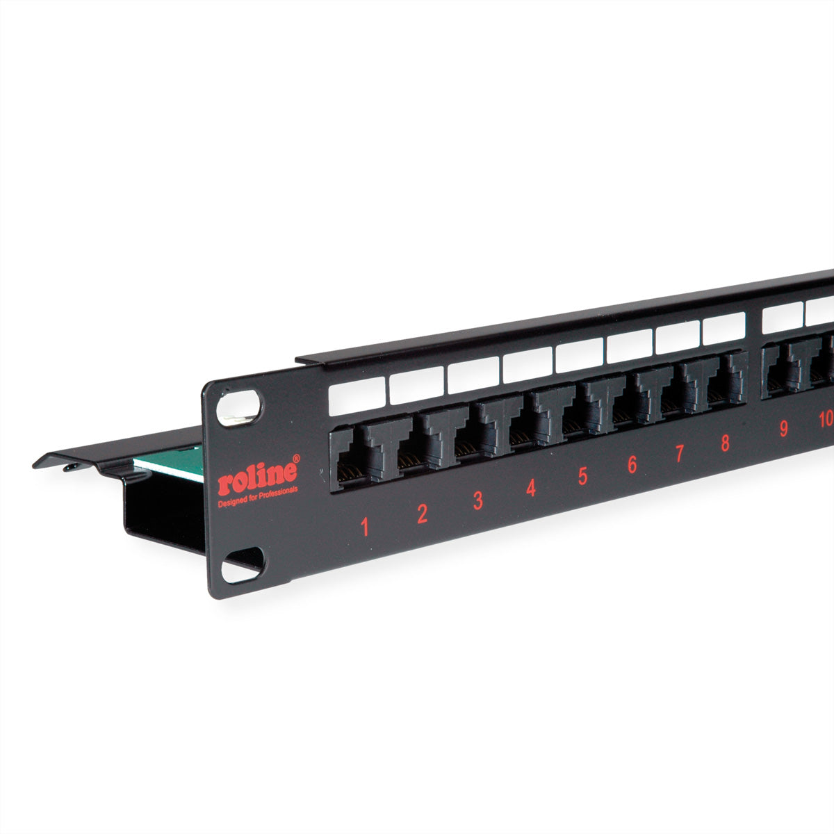 ROLINE Patchpanel Cat.6 (Klasse E) 19" – 24× Ports, ungeschirmt, schwarz, 1 HE