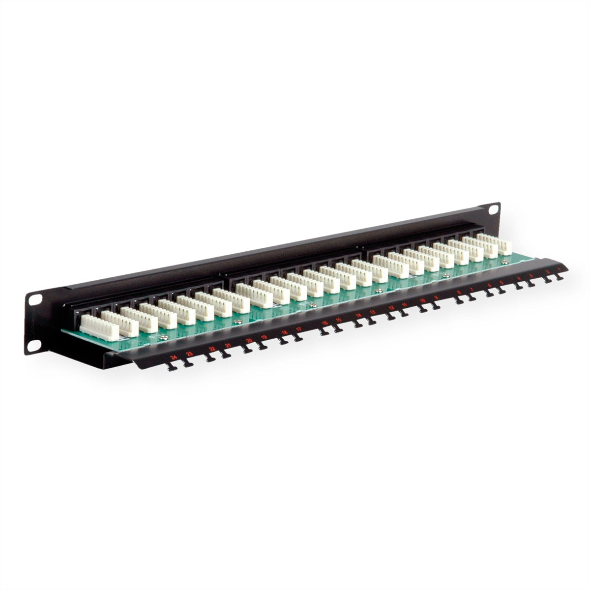 ROLINE Patchpanel Cat.6 (Klasse E) 19" – 24× Ports, ungeschirmt, schwarz, 1 HE