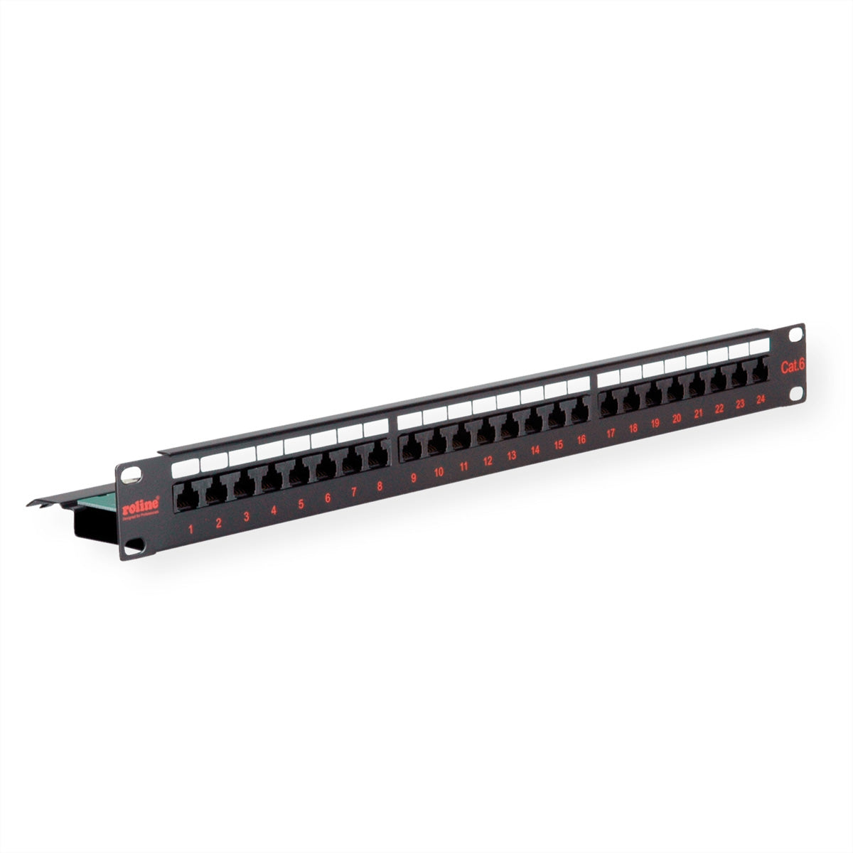 ROLINE Patchpanel Cat.6 (Klasse E) 19" – 24× Ports, ungeschirmt, schwarz, 1 HE