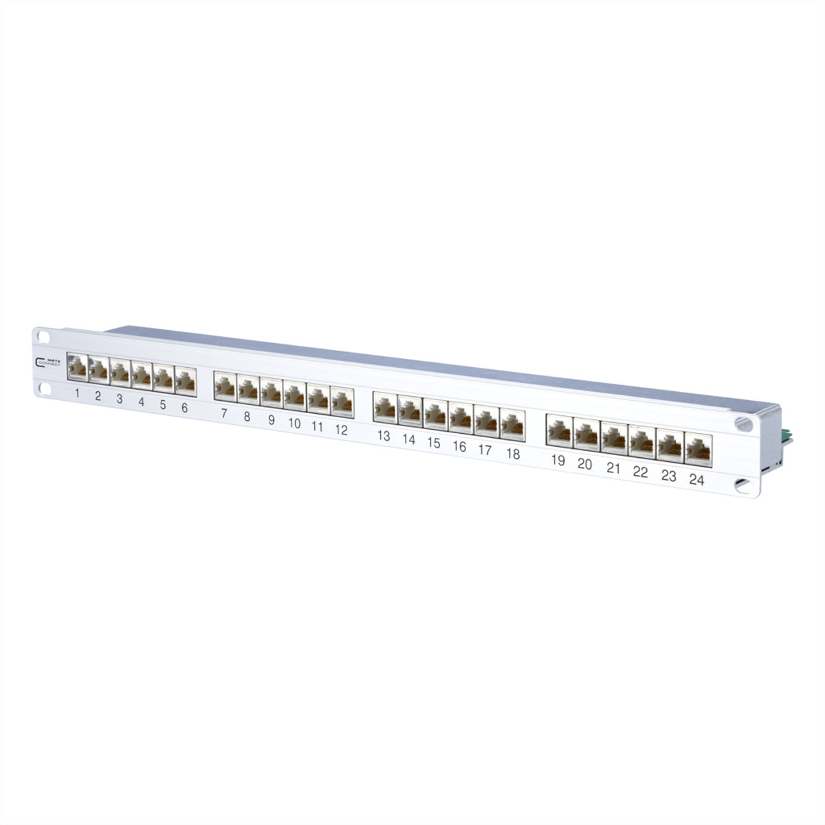 METZ CONNECT E-DAT C6A Patchfeld – Cat.6A Klasse EA, 24× RJ-45, 19", 1U, geschirmt, für 10 Gbit Ethernet