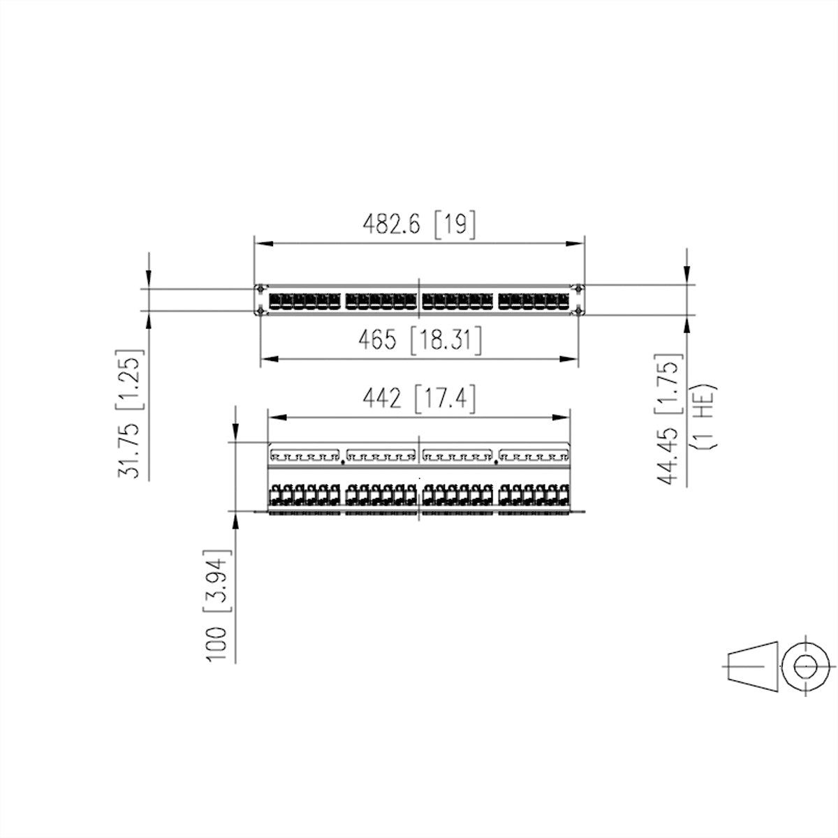 METZ CONNECT Patchpanel C6Amodul – Cat.6A (Klasse EA), 24× RJ‑45, 19", 1U, Edelstahl, für PoE, PoE+, UPoE u. a.