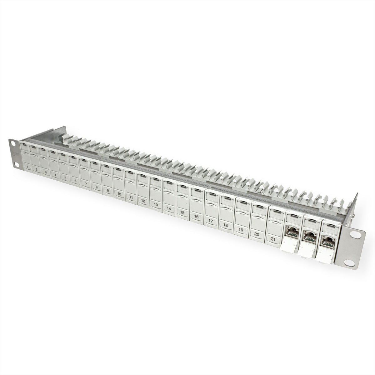 METZ CONNECT Patchpanel Cat.6A (Klasse EA) – 24× RJ‑45, geschirmt, 19", 1U, für 10G (IEEE 802.3an)