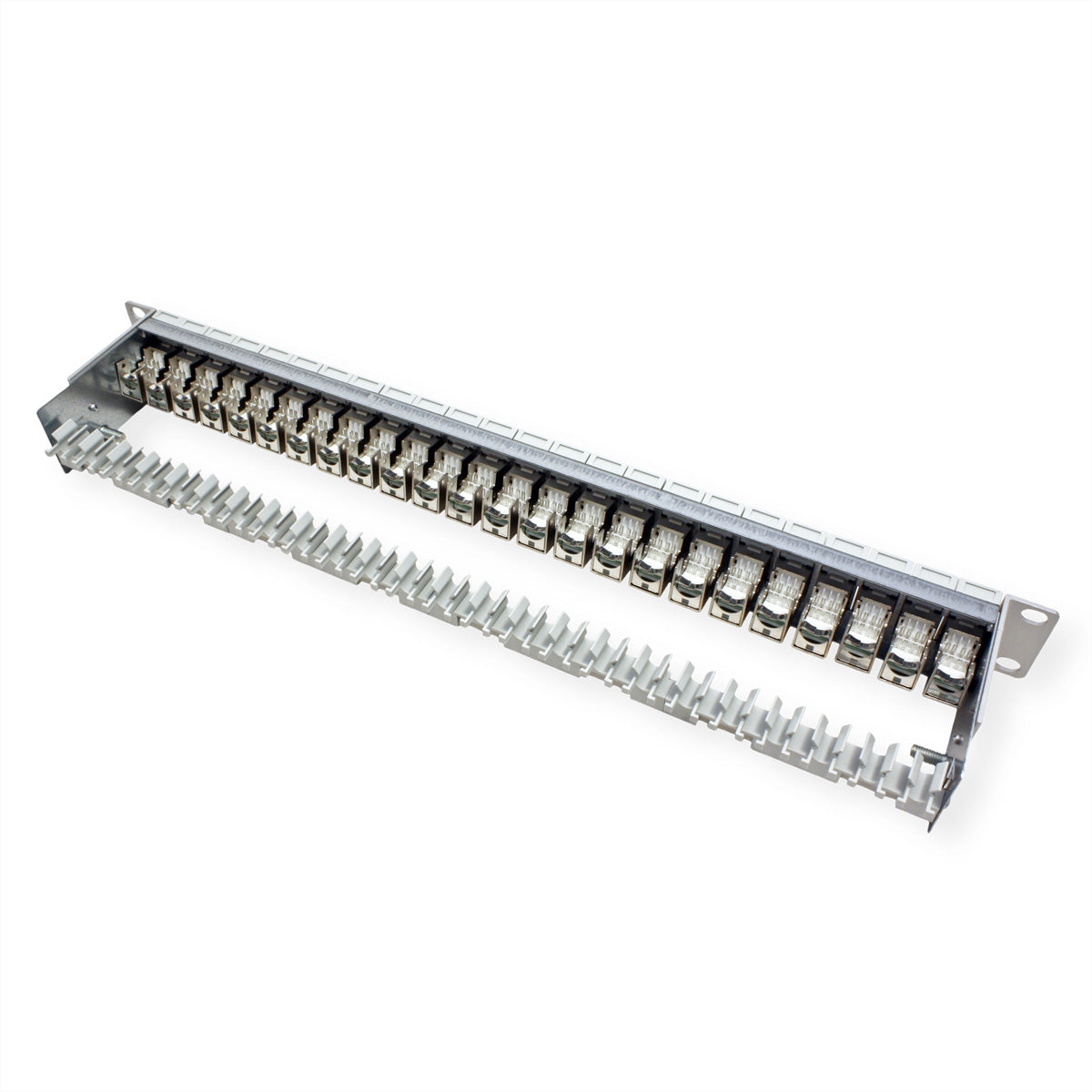 METZ CONNECT Patchpanel Cat.6A (Klasse EA) – 24× RJ‑45, geschirmt, 19", 1U, für 10G (IEEE 802.3an)