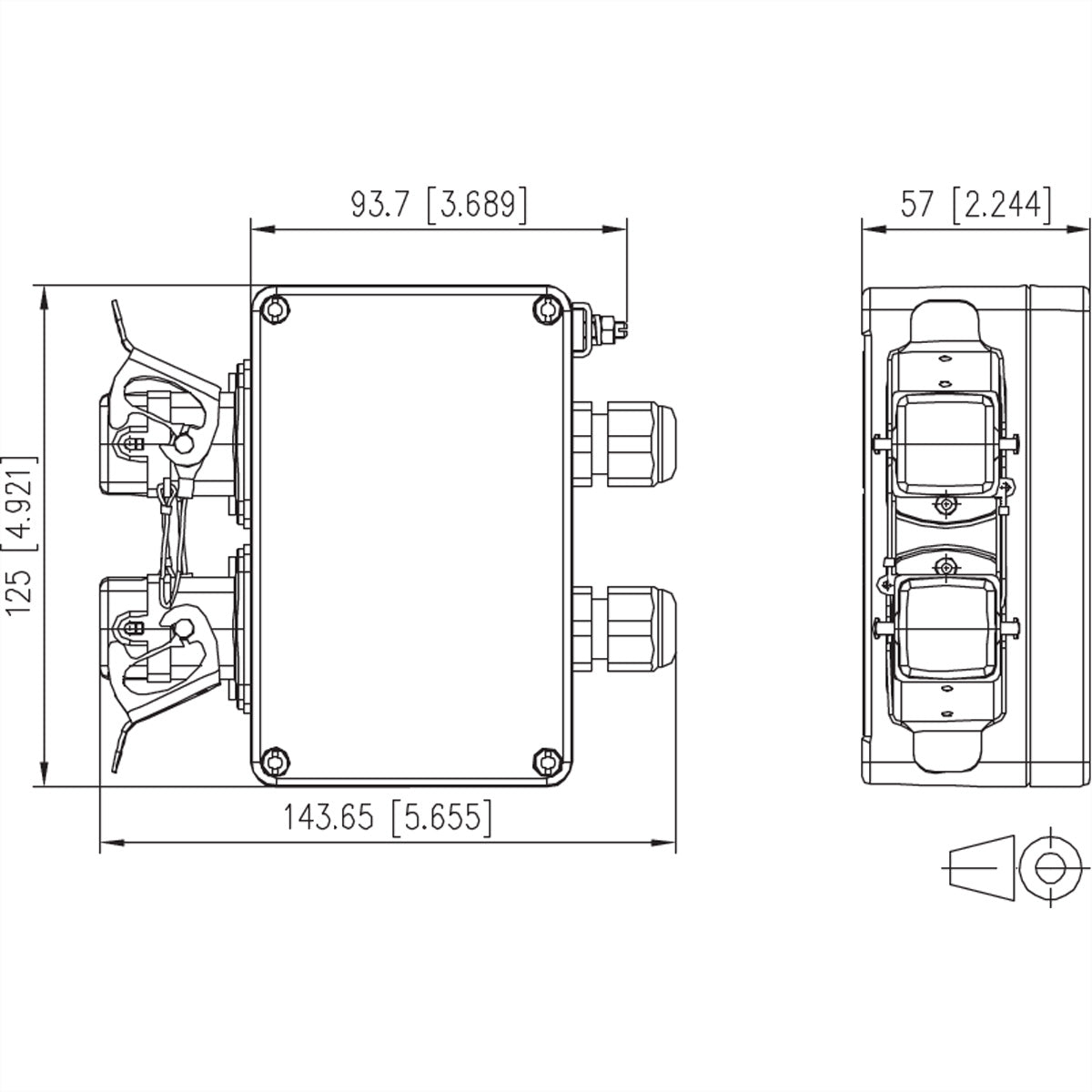 METZ CONNECT Aufputz-Box, 125×143,65×57 mm, Aluminium – Grau