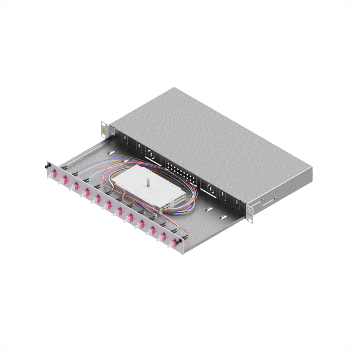 EasyLan LWL-Spleissbox Grade C – 12× LC-Duplex, OM4, 19", 1U, Grau (RAL 7035)