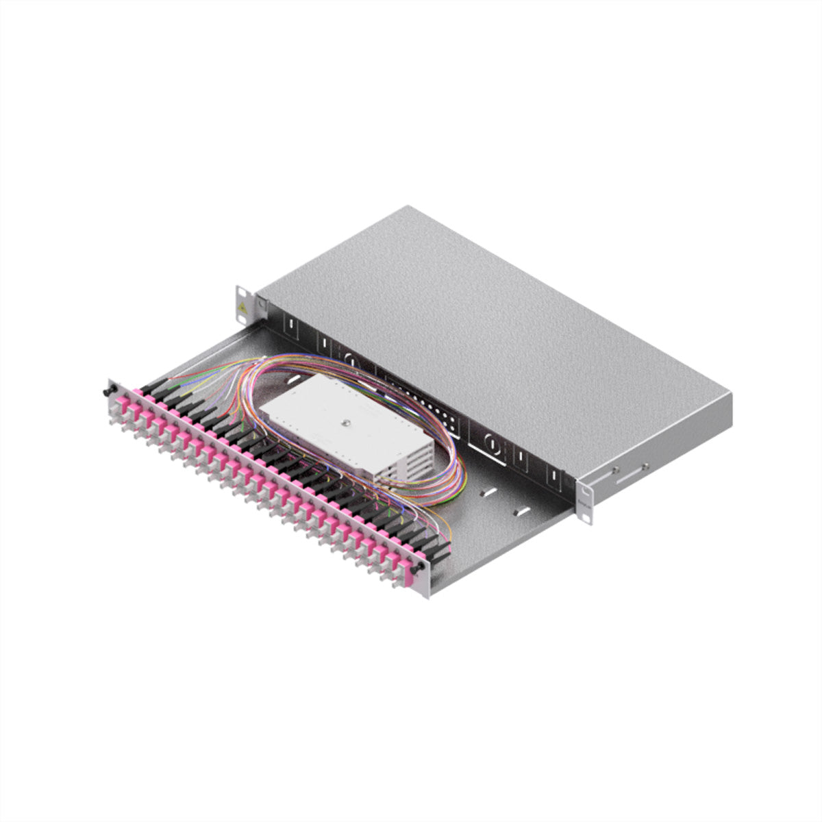 EasyLan LWL-Spleissbox Grade C – 19", 1U – 24× SC-Duplex, OM4, Grau (RAL 7035)