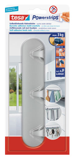 TESA Klebehaken – Kunststoff, chrom matt, 20 × 4,1 × 1,9 cm – 1er-Pack