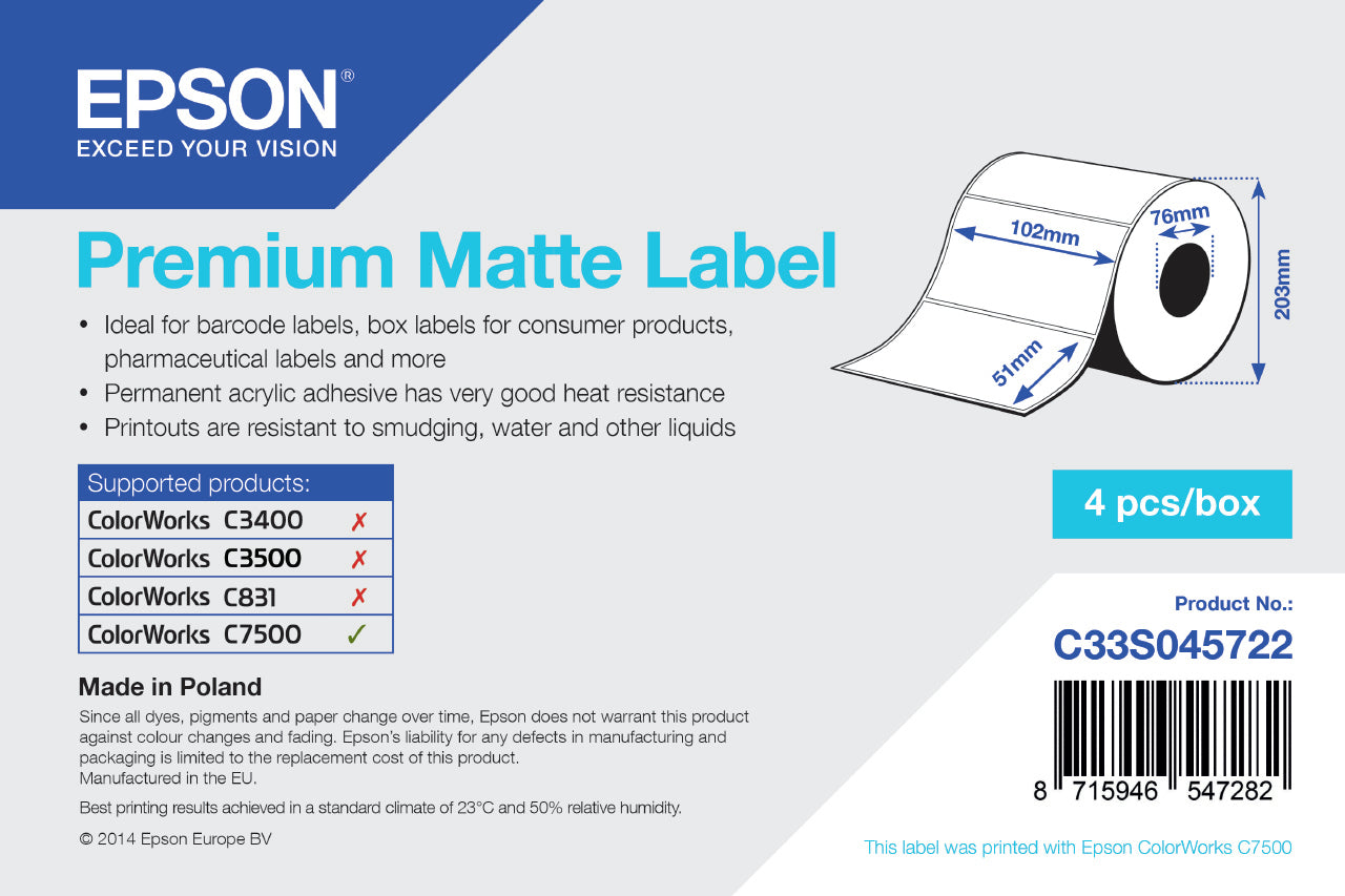 Epson Drucketiketten, 102 mm × 51 mm, 2310 Etiketten