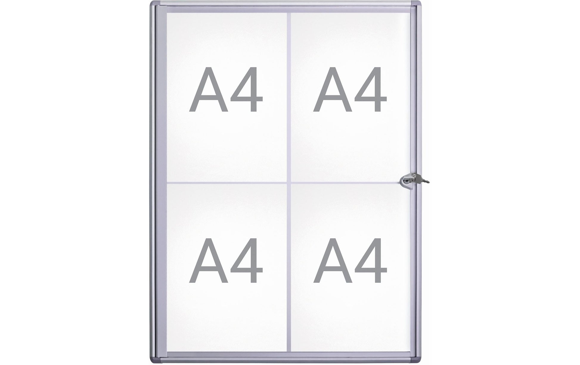 MAUL Schaukasten MAULextraslim, 4 × A4 – Aluminium, Acrylglas, abschliessbar, 49,1 × 65,5 × 2,7 cm