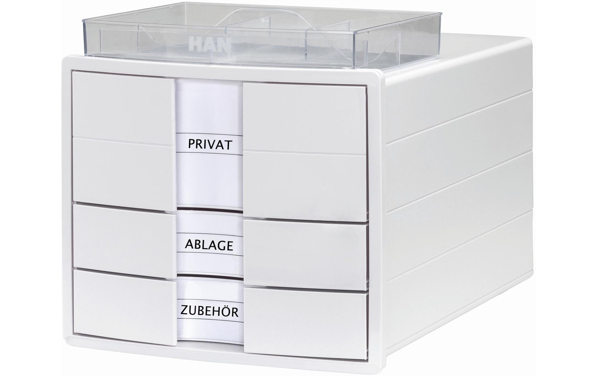HAN Schubladenelement – 3 Schubladen, für A4/C4, abschliessbar, weiss, B 280 × H 235 × T 367 mm
