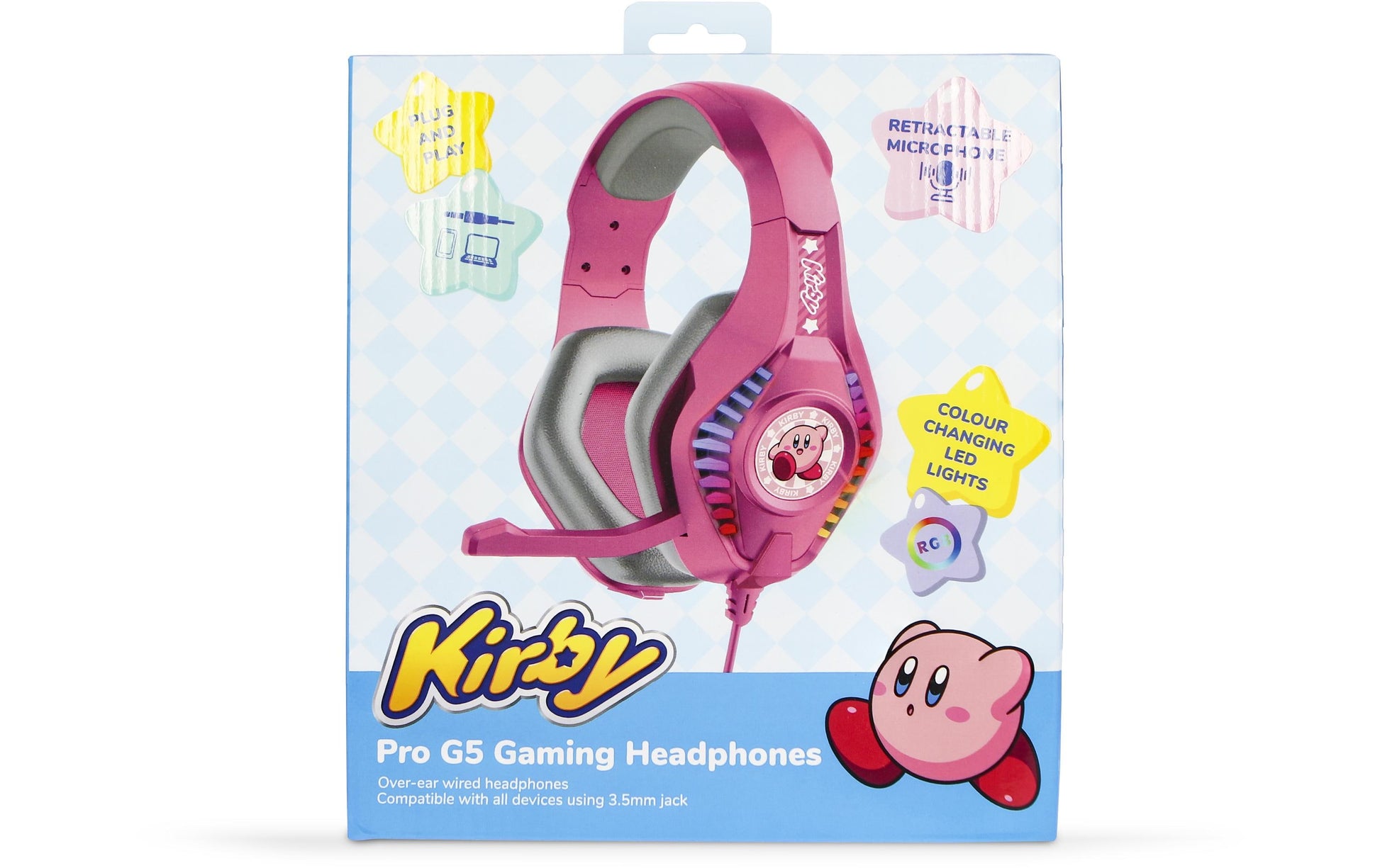 OTL Technologies OTL Nintendo Kirby PRO G5 – Duo Headset, Over-Ear – 3,5 mm Klinke, wegklappbares Mikrofon – Rosa
