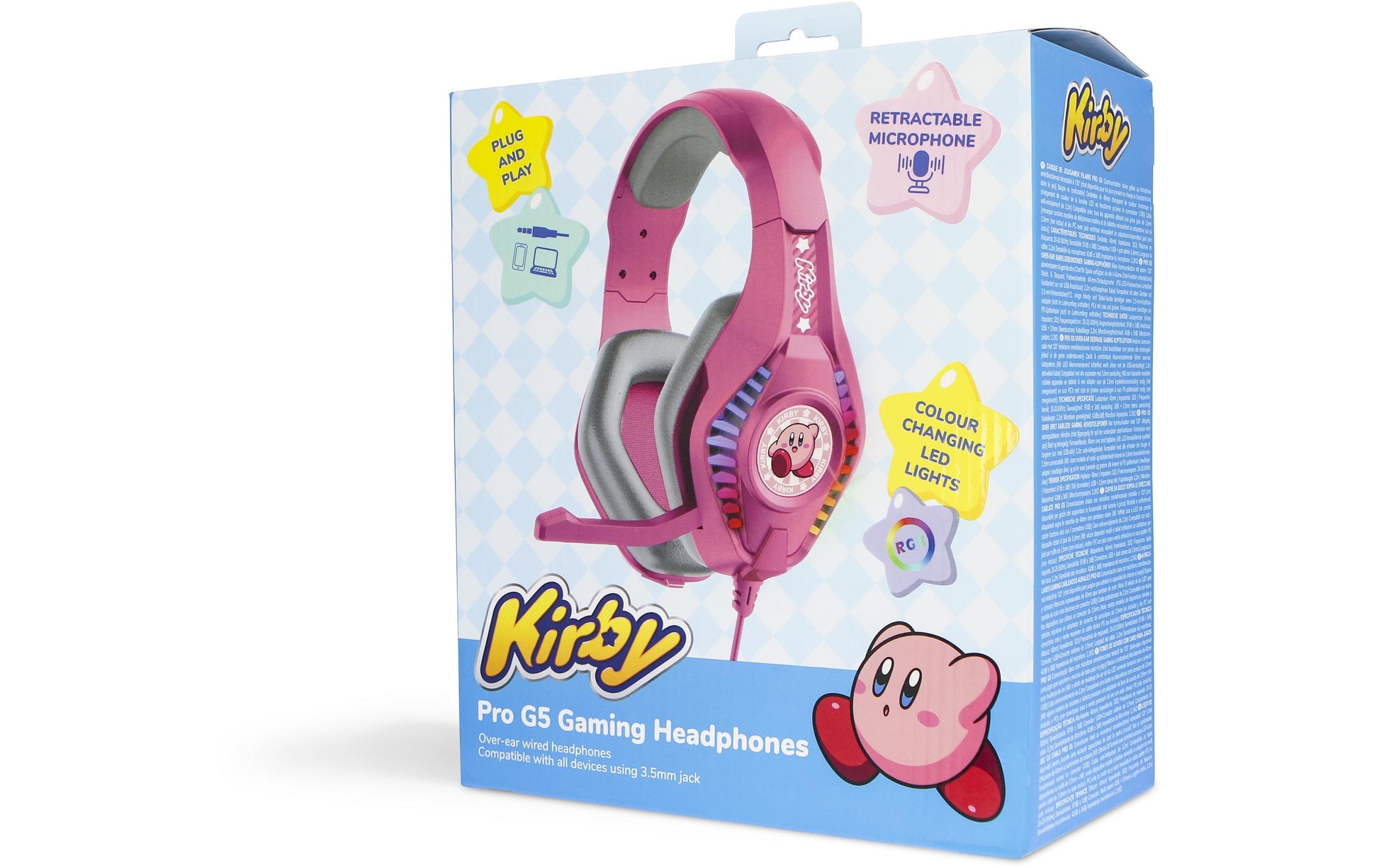 OTL Technologies OTL Nintendo Kirby PRO G5 – Duo Headset, Over-Ear – 3,5 mm Klinke, wegklappbares Mikrofon – Rosa