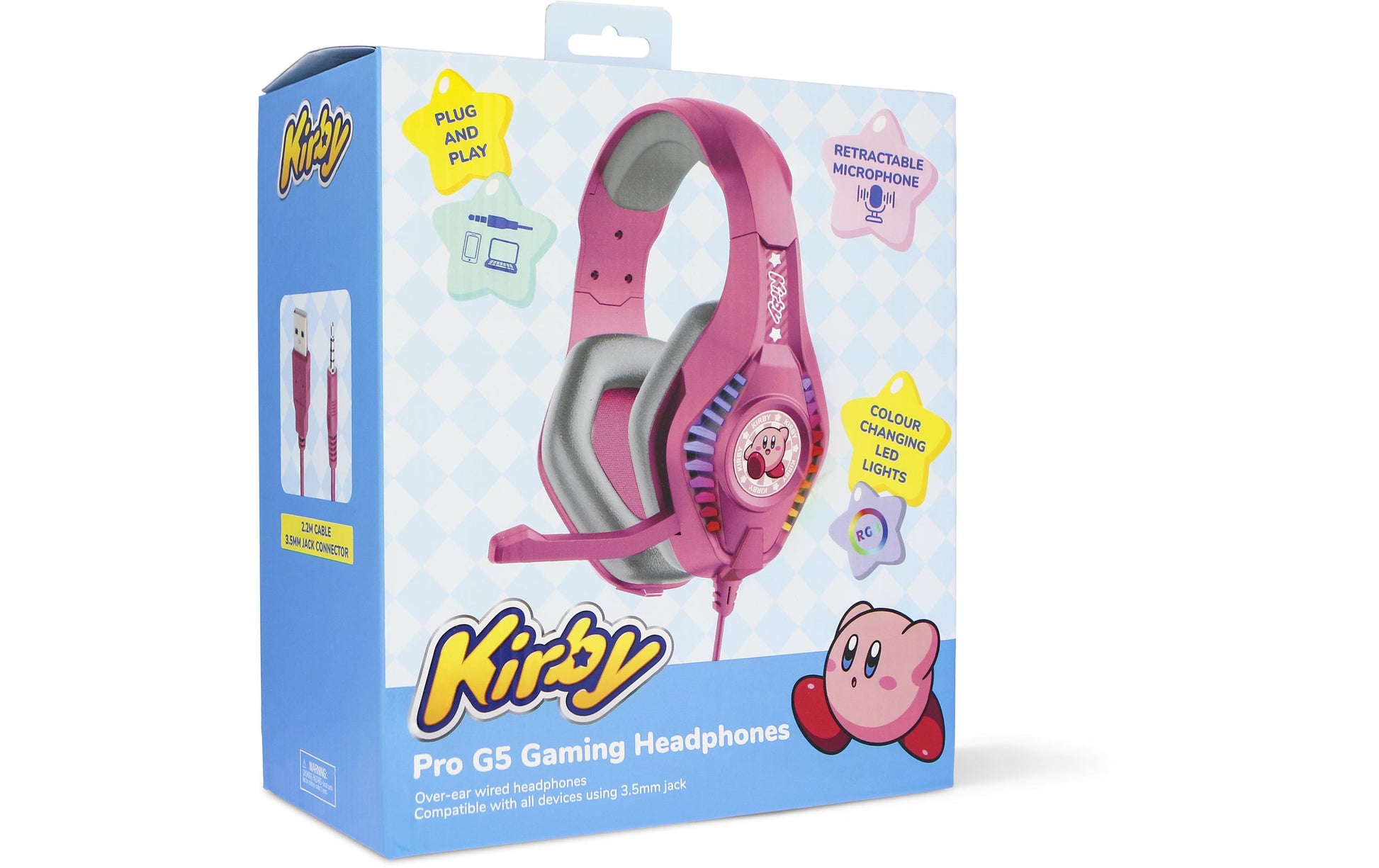 OTL Technologies OTL Nintendo Kirby PRO G5 – Duo Headset, Over-Ear – 3,5 mm Klinke, wegklappbares Mikrofon – Rosa