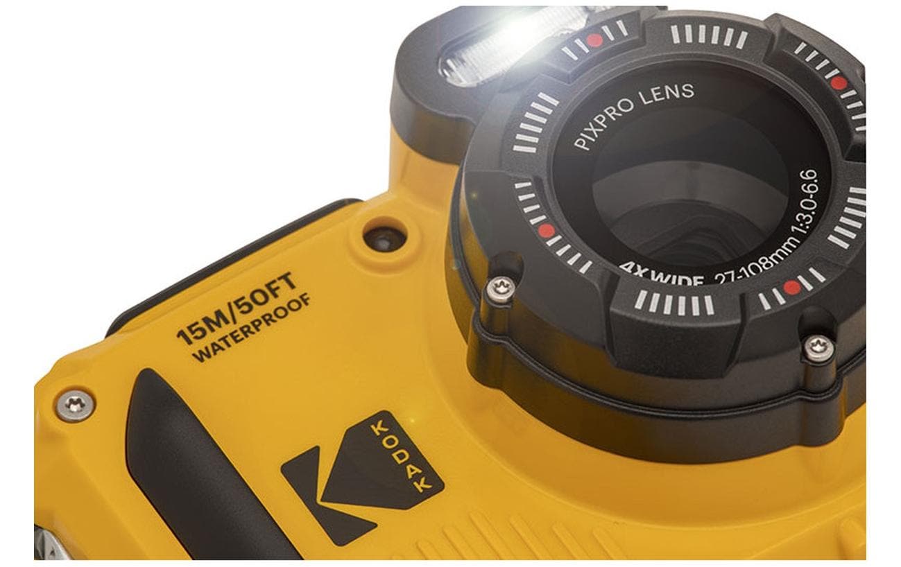 Kodak WPZ2 – Outdoor-Kompaktkamera, 16,3 MP 1/2,3", 1080p, 4× opt. Zoom, Gelb