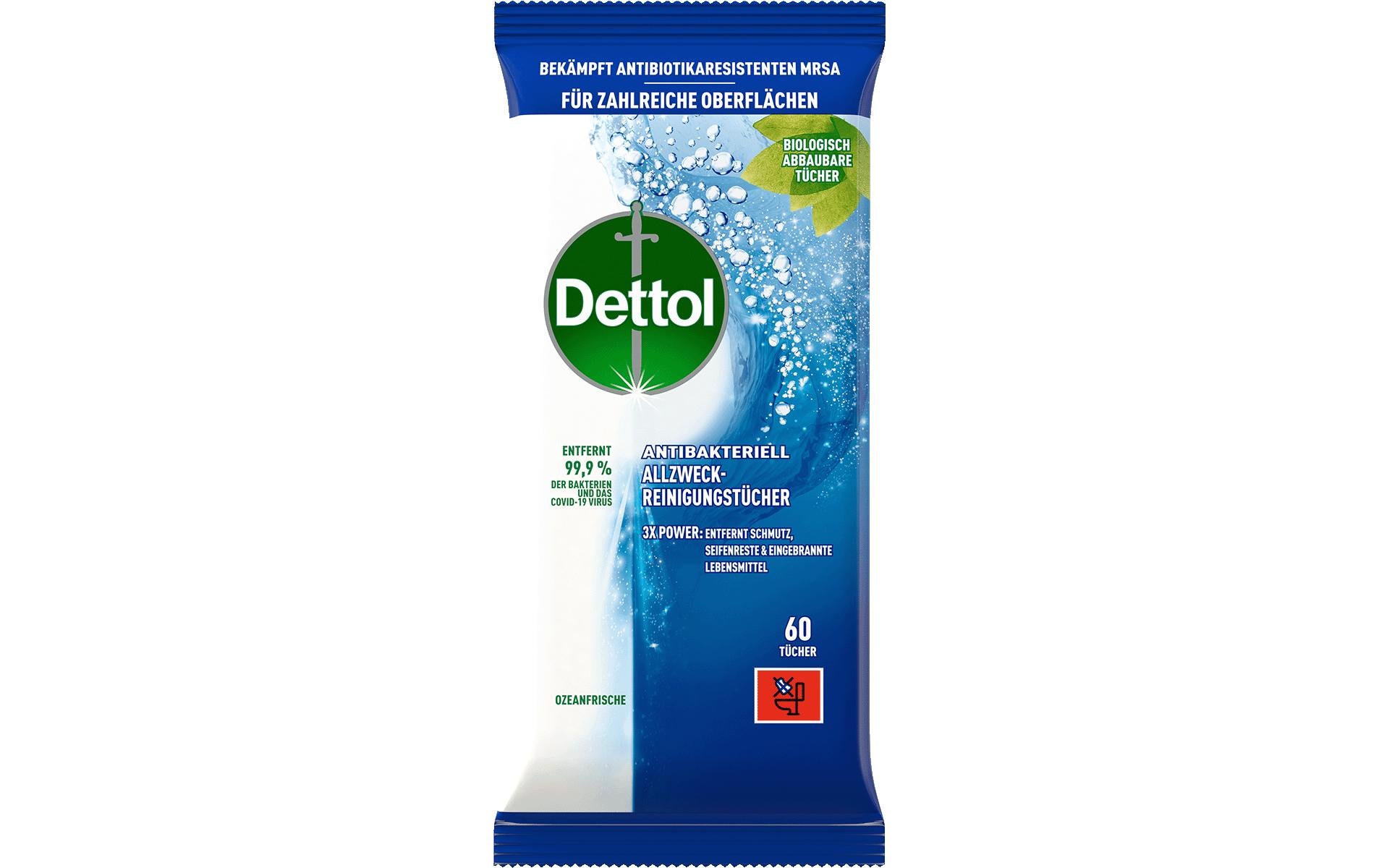 Dettol Allzweck-Reinigungstücher – für Oberflächen – 60 Stk.