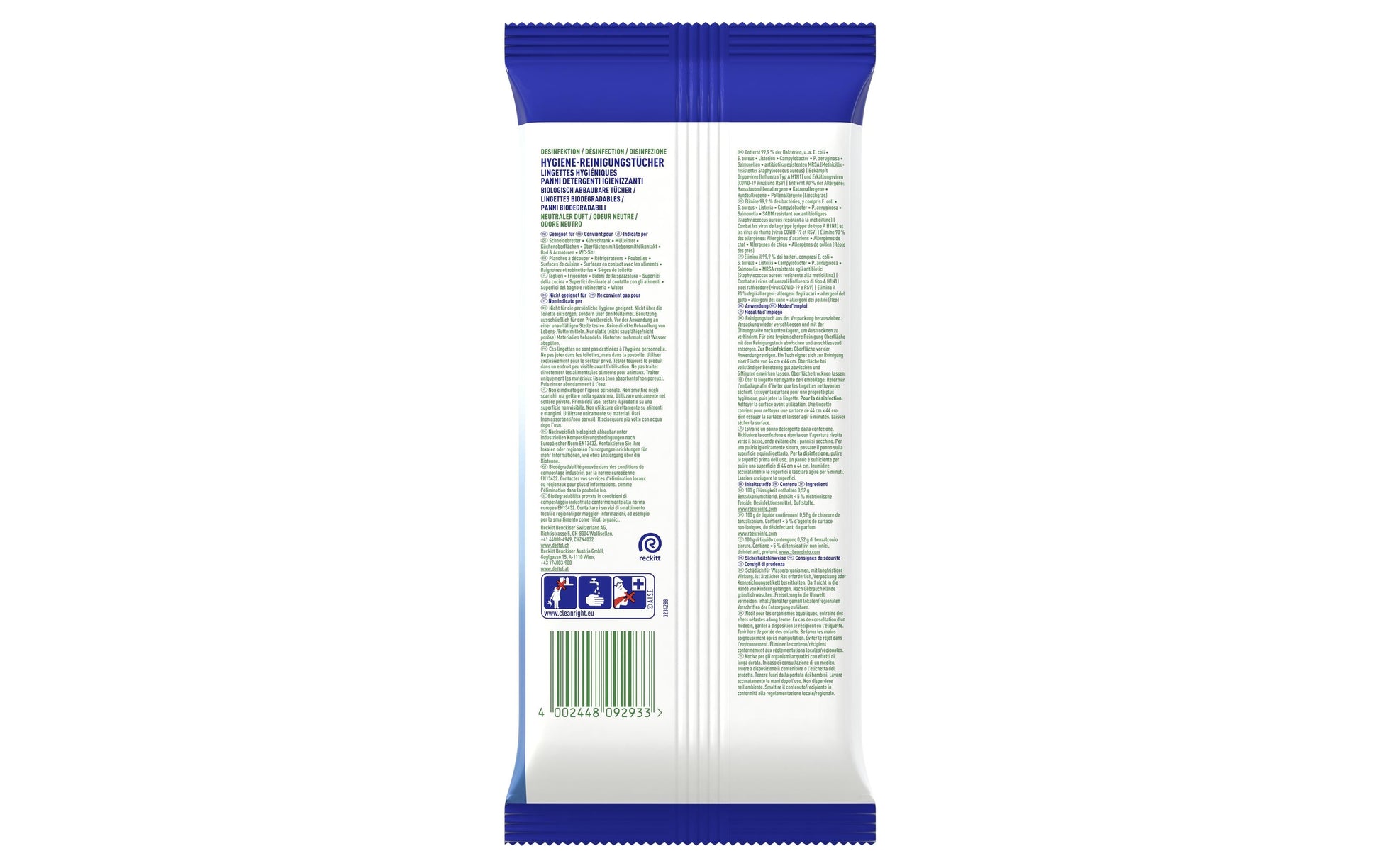 Dettol Desinfektionstücher – für Oberflächen – 60 Stk.