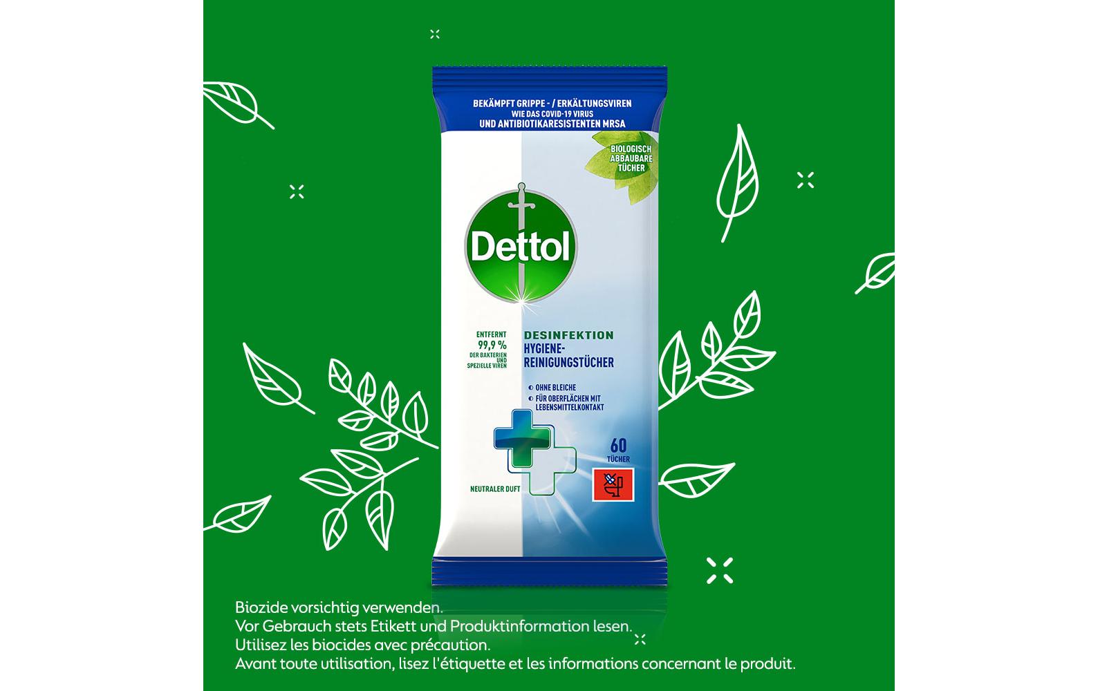 Dettol Desinfektionstücher – für Oberflächen – 60 Stk.